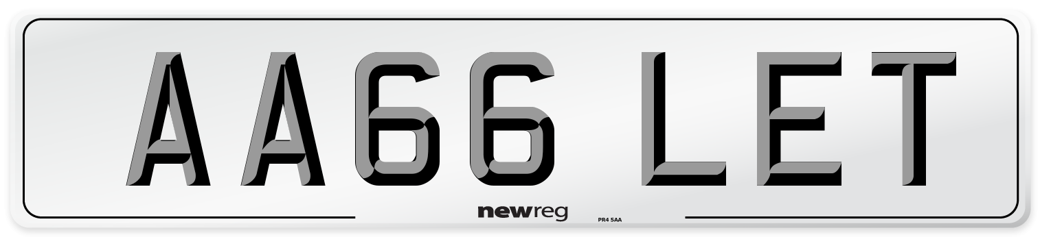 AA66 LET Number Plate from New Reg